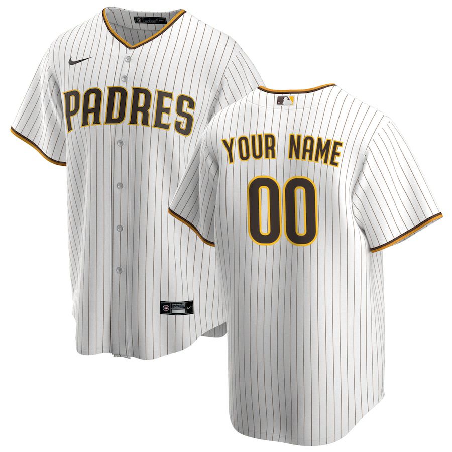 Men San Diego Padres Nike White Home Replica Custom MLB Jersey